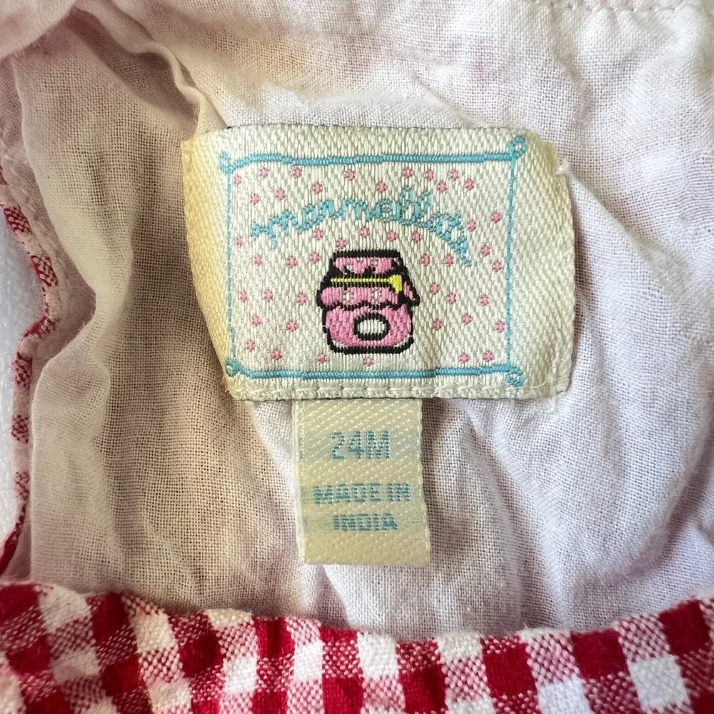 Marmellata Baby Girl Gingham Dress 24M Red White Blue Bow Sleeveless Cottagecore